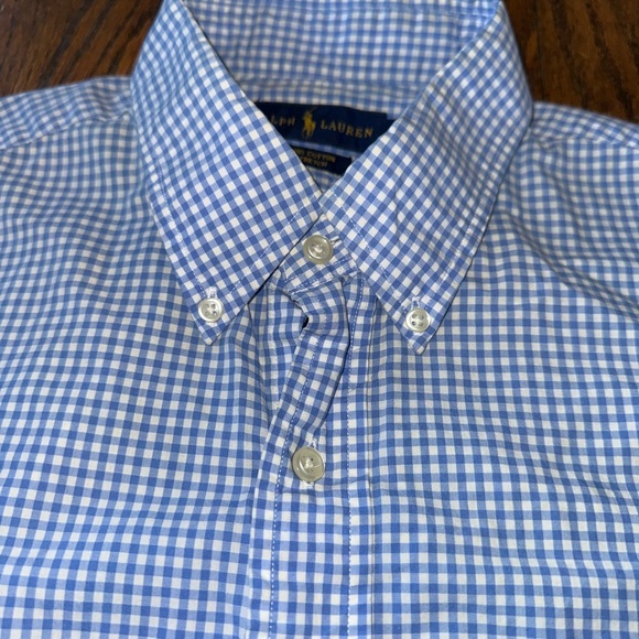 Polo Ralph Lauren Blue Gingham Tailored Fit Casual Button Down Men’s Shirt XL - Picture 4 of 8